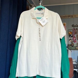Polo shirt, women’s XL, off white, Kohls.